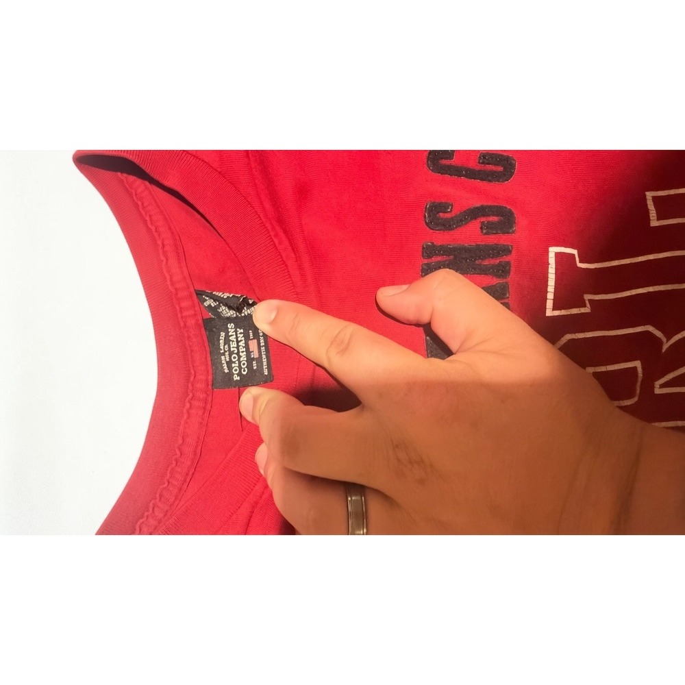 VTG Polo Jeans Co Ralph Lauren Red Long Sleeve Graphic T-Shirt Mens XL RL Logo - Picture 5 of 12